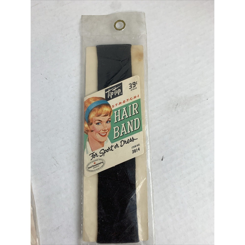 Tip•Top Headband Black Adult Size #3814 Hair Band Retro 1960 Vintage Stretchy
